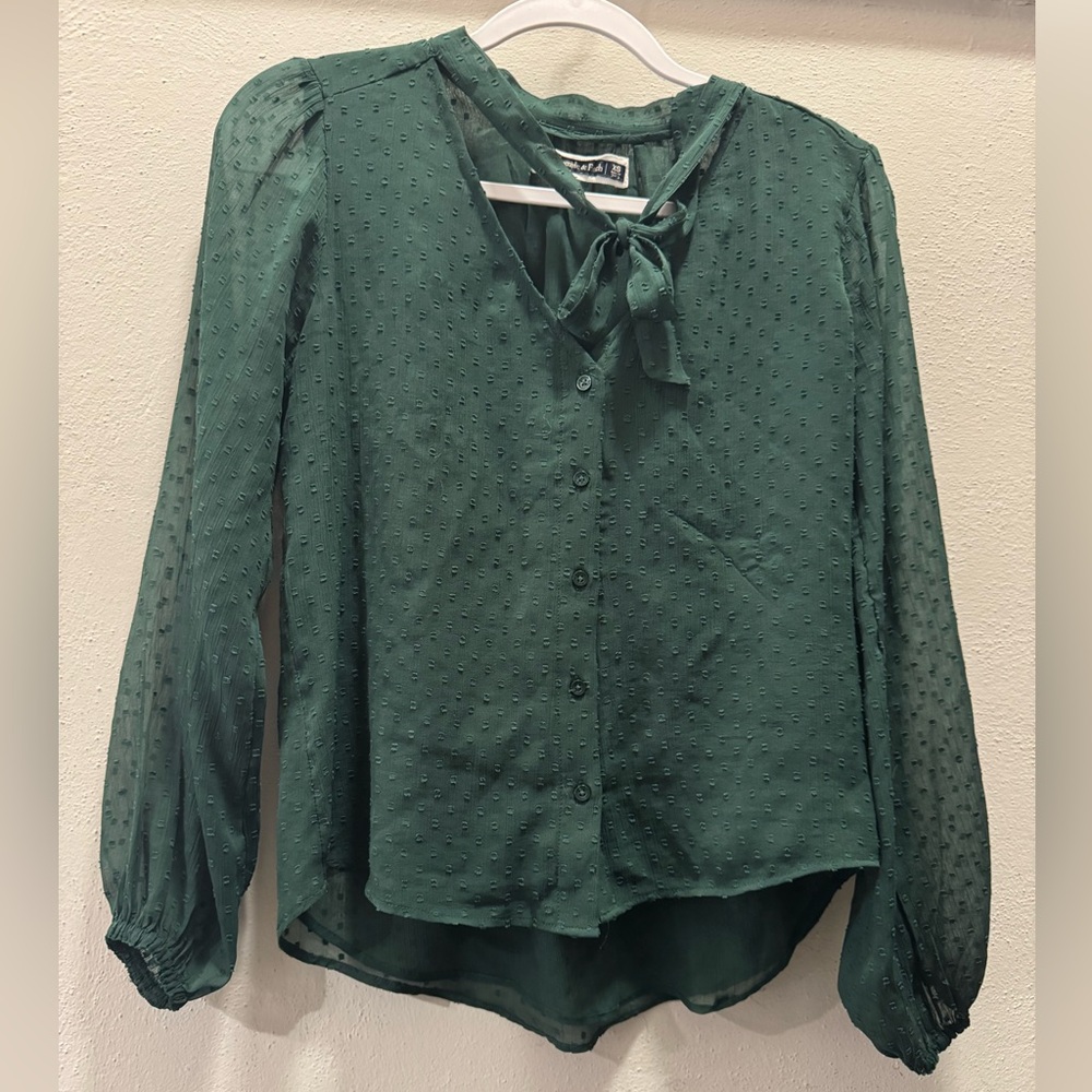 Abercrombie & Fitch Green Long Sleeve Blouse Top (XS)